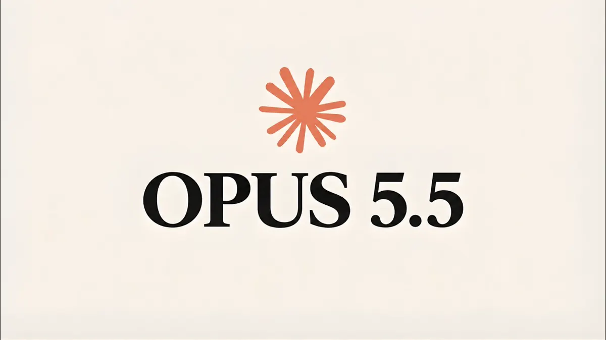 Editorial illustration of a price tag, two falling copper cost bars and a stack of token blocks representing Claude Opus 5.5 pricing